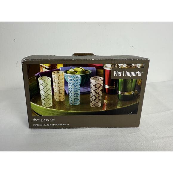 Pier 1 Other - NWT Pier 1 Imports Clear 4 Pieces Decorative Pattern Shot Glass Set Glass New
